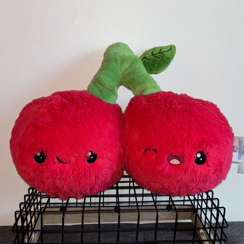 Squishable Soho,NYC LARGE Red Cherry Plush with Green Stem